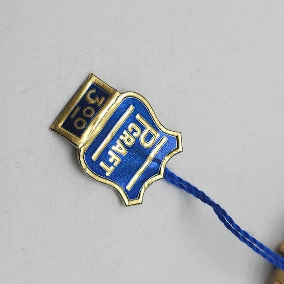 Vintage Gold Tone Hinged Bracelet With Blue Cabochon By Pcraft - Picture 4 of 5